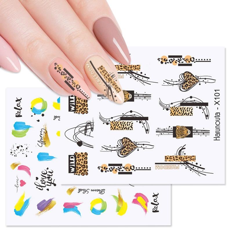 Rainbow Wave Love Heart Pattern Nail Art Decals