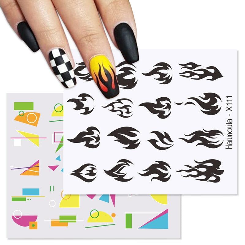 Rainbow Wave Love Heart Pattern Nail Art Decals