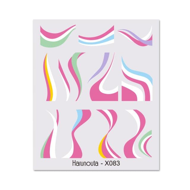Rainbow Wave Love Heart Pattern Nail Art Decals