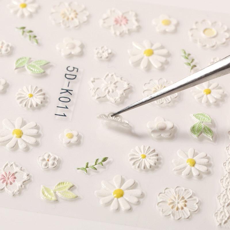 Elegant White Flower Lace Nail Art Stickers