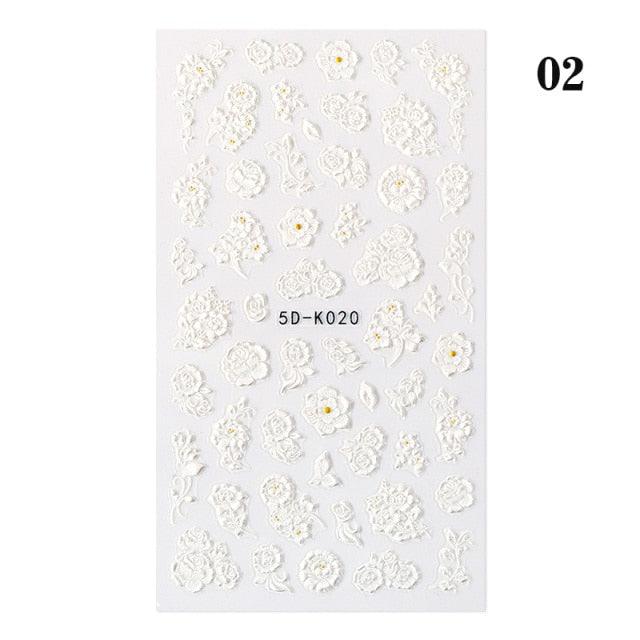 Elegant White Flower Lace Nail Art Stickers