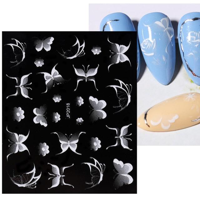 Elegant White Flower Lace Nail Art Stickers