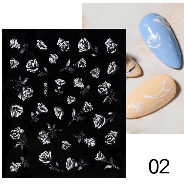 Elegant White Flower Lace Nail Art Stickers