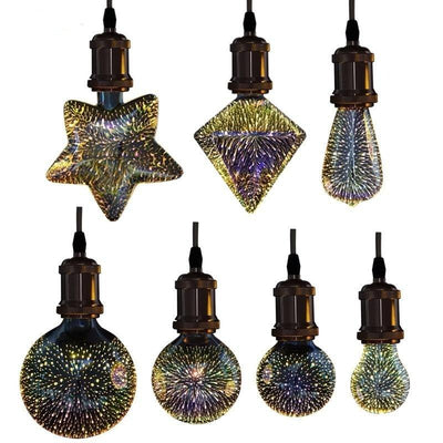 3D Fireworks LED Edison Bulb - Vintage Holiday Decor