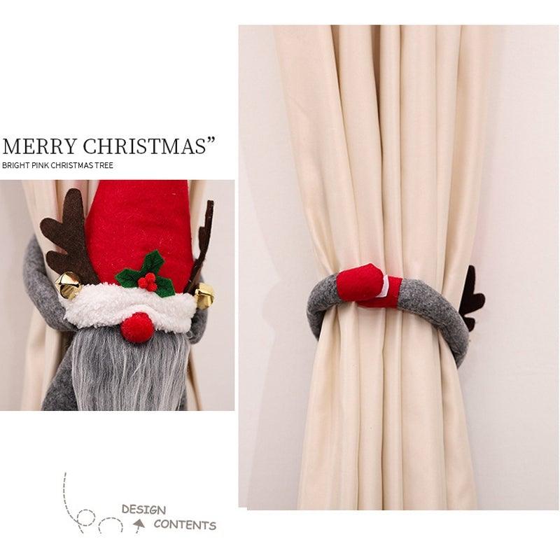 Cortinas de cuadros navideños - Adornos de Santa y muñeco de nieve