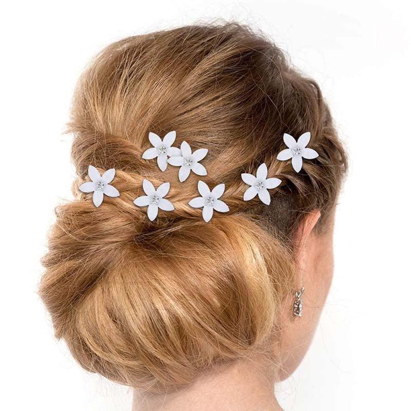 12-Piece Elegant Bridal Hair Pins Set - Twisted Crystal Flower Accessories for Weddings - Korvel