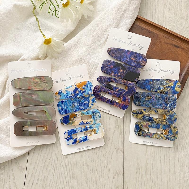 Épingles à cheveux géométriques en acrylique élégantes - Ensemble de 2 pièces