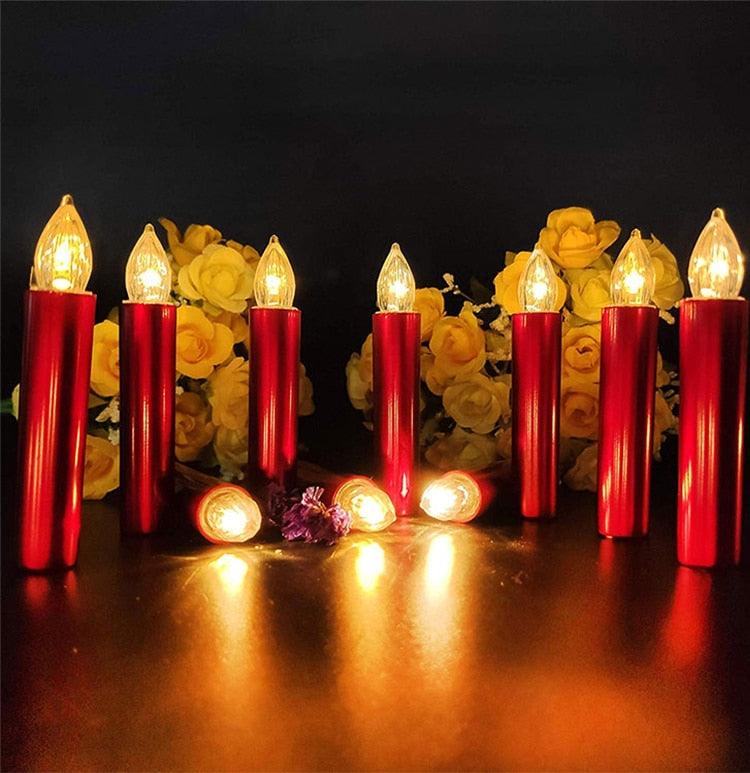 Velas de Taper Sin Llama Color Marfil con Temporizador a Control Remoto