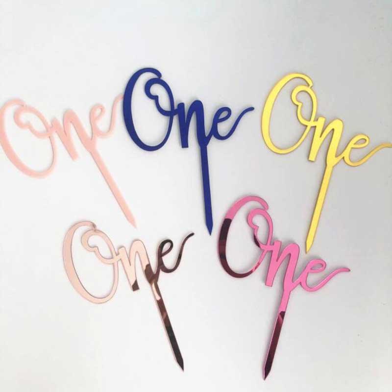 Elegante Topper de Pastel de Acrílico Doble Cara para Celebraciones