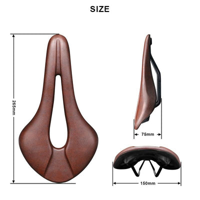Bike Saddle Hollow Bicycle Cushion One-Piece PU Leather Soft Comfortable Seat For Men Women Road Mountain Cycling Saddles Bicycle Seat Waterproof Comfortable Road Bike Saddle Memory Foam Padded Replacement For Road Bikes - Korvel