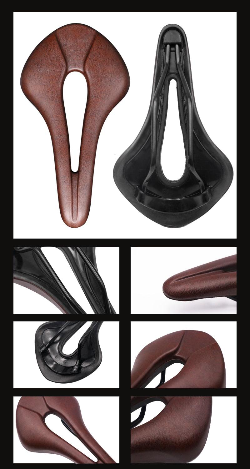 Bike Saddle Hollow Bicycle Cushion One-Piece PU Leather Soft Comfortable Seat For Men Women Road Mountain Cycling Saddles Bicycle Seat Waterproof Comfortable Road Bike Saddle Memory Foam Padded Replacement For Road Bikes - Korvel