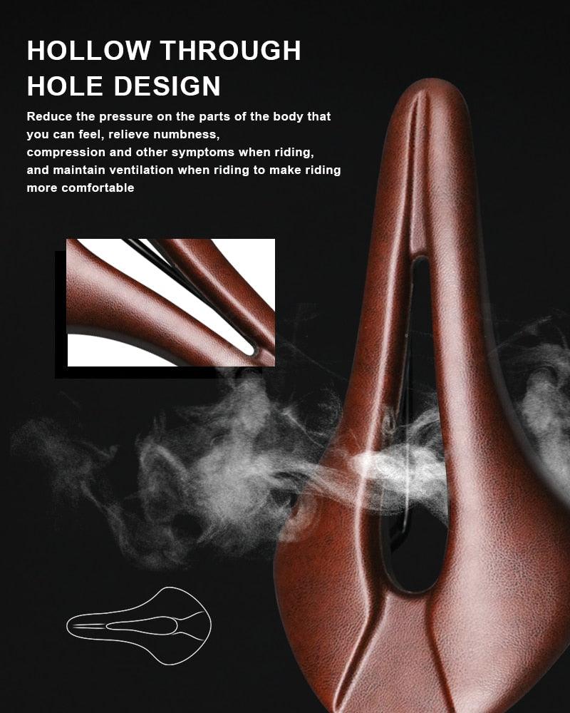 Bike Saddle Hollow Bicycle Cushion One-Piece PU Leather Soft Comfortable Seat For Men Women Road Mountain Cycling Saddles Bicycle Seat Waterproof Comfortable Road Bike Saddle Memory Foam Padded Replacement For Road Bikes - Korvel