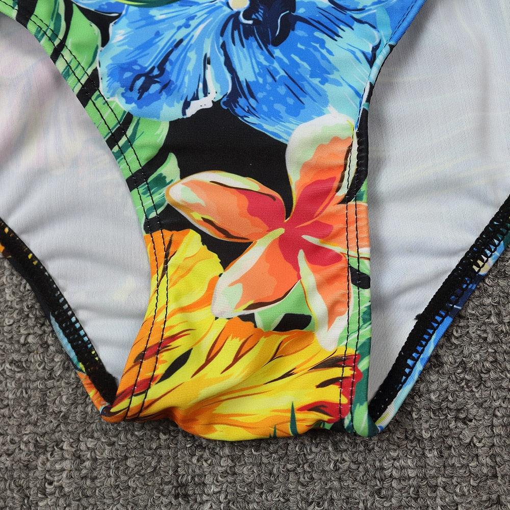 Conjunto de Bikini de Manga Larga con Estampado de Tigre para Mujeres