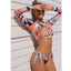 Conjunto de Bikini de Manga Larga con Estampado de Tigre para Mujeres