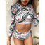Conjunto de Bikini de Manga Larga con Estampado de Tigre para Mujeres