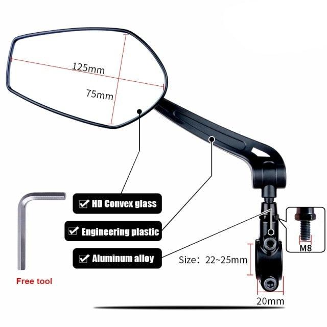 Miroir de vélo arrière HD ajustable pour une conduite en toute sécurité
