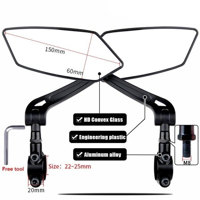Miroir de vélo arrière HD ajustable pour une conduite en toute sécurité