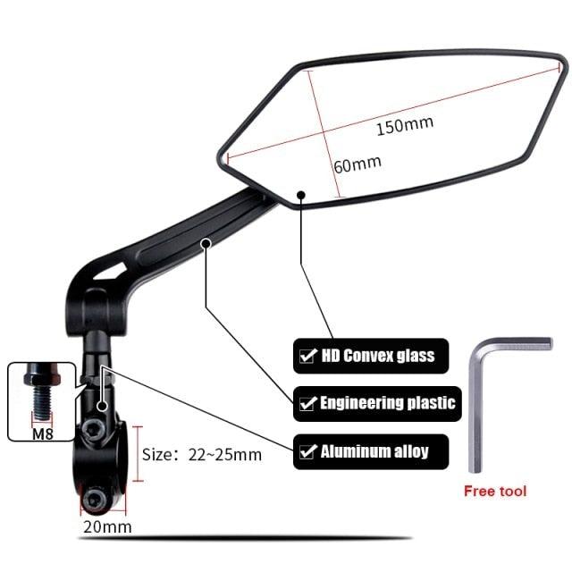 Miroir de vélo arrière HD ajustable pour une conduite en toute sécurité