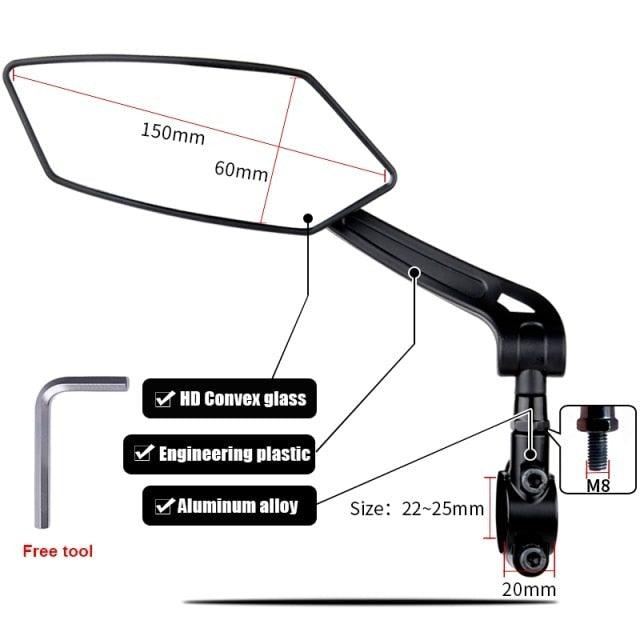 Miroir de vélo arrière HD ajustable pour une conduite en toute sécurité