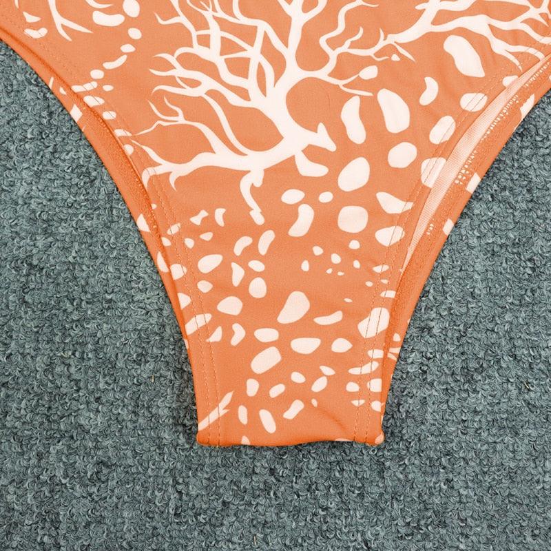 Conjunto de Bikini de Manga Larga con Estampado de Tigre para Mujeres