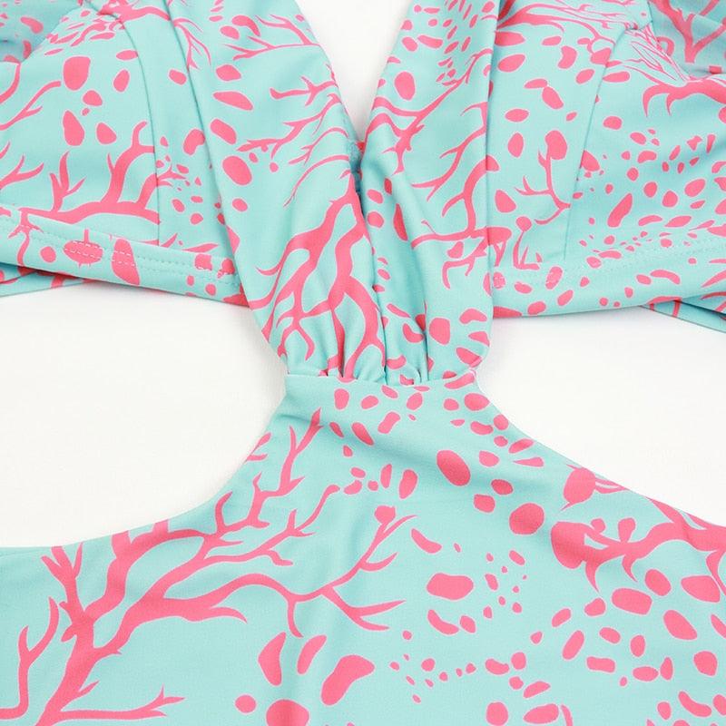 Conjunto de Bikini de Manga Larga con Estampado de Tigre para Mujeres