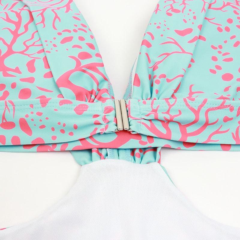 Conjunto de Bikini de Manga Larga con Estampado de Tigre para Mujeres