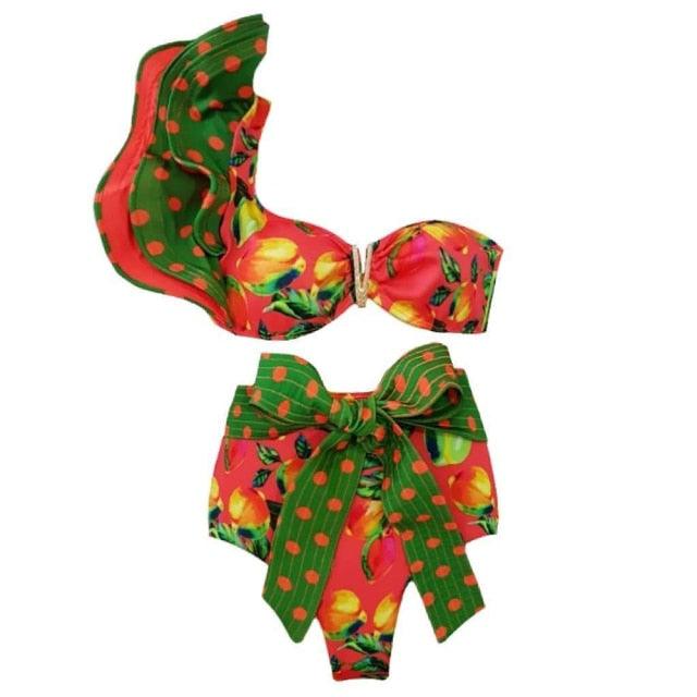 Ensemble de bikini à volants élégant en deux pièces pour femmes