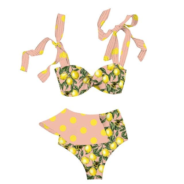 Ensemble de bikini à volants élégant en deux pièces pour femmes