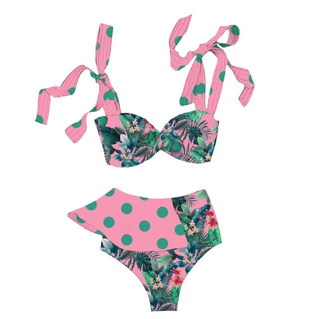 Ensemble de bikini à volants élégant en deux pièces pour femmes