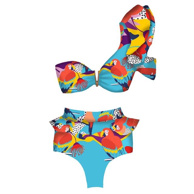 Ensemble de bikini à volants élégant en deux pièces pour femmes