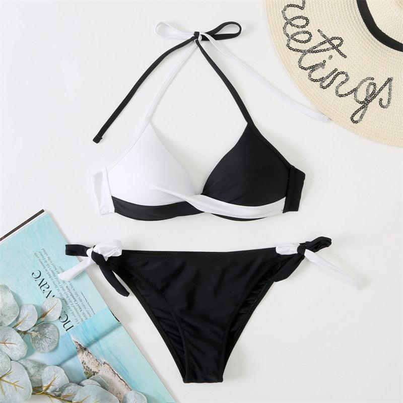 Conjunto de Bikini Push Up con Estampado Floral para Mujeres