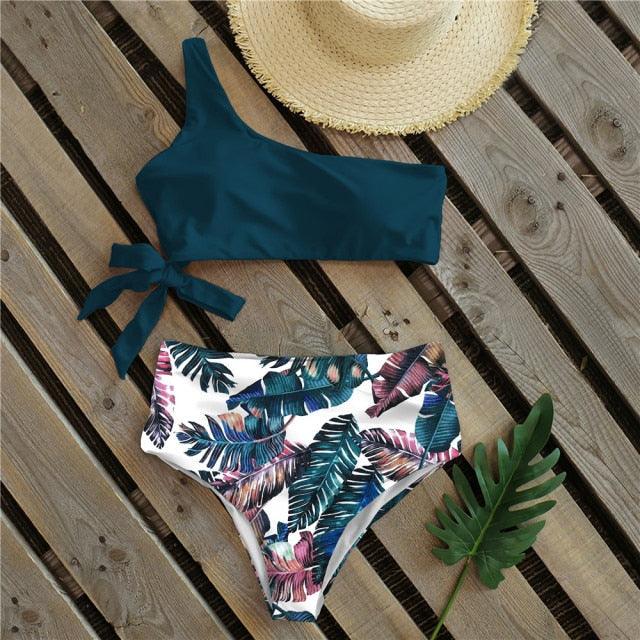 Ensemble de bikini taille haute à une épaule élégant pour femmes