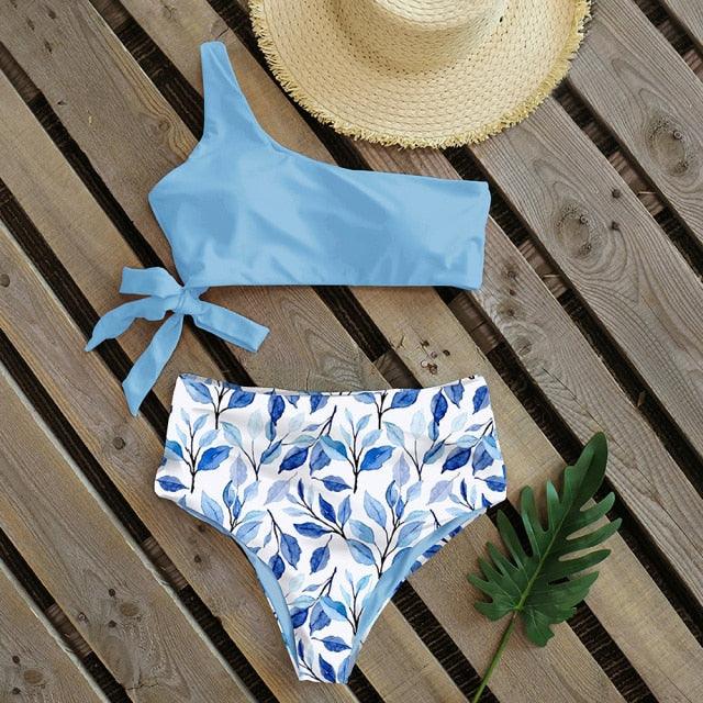 Ensemble de bikini taille haute à une épaule élégant pour femmes