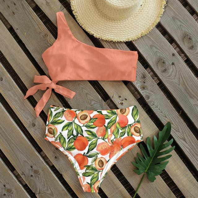 Ensemble de bikini taille haute à une épaule élégant pour femmes