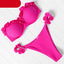 High Cut Solid Bikini Set with Underwire and Leopard Print