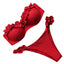 High Cut Solid Bikini Set with Underwire and Leopard Print