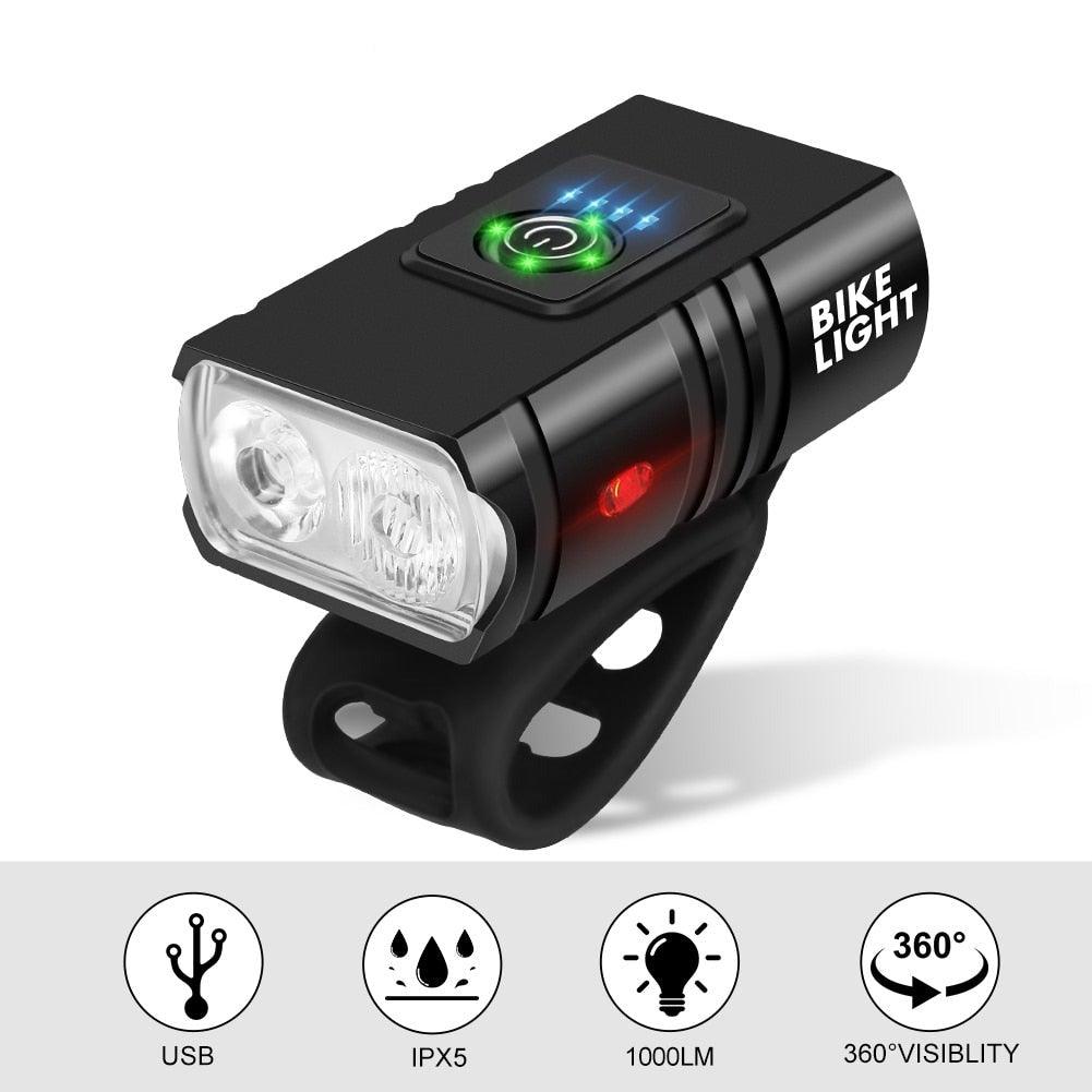 Luces LED recargables por USB para bicicletas - Conjunto de seguridad delantero y trasero