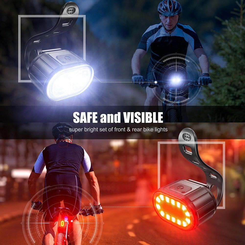 Luces LED recargables por USB para bicicletas - Conjunto de seguridad delantero y trasero