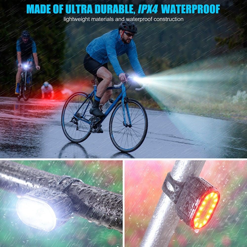 Luces LED recargables por USB para bicicletas - Conjunto de seguridad delantero y trasero
