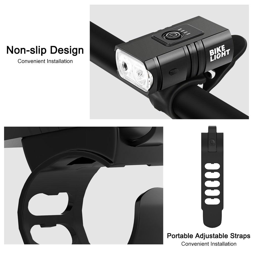 Luces LED recargables por USB para bicicletas - Conjunto de seguridad delantero y trasero
