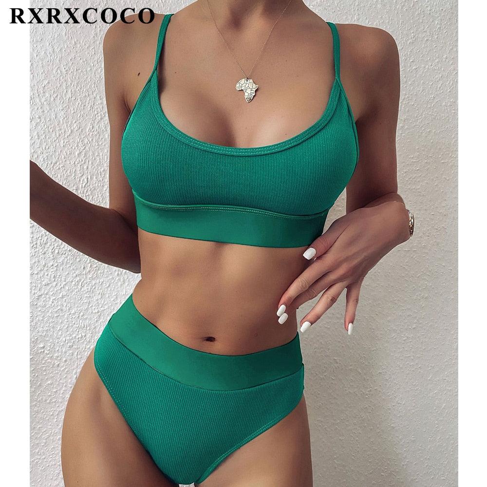 Ribbed High Waist Bikini Set for Women