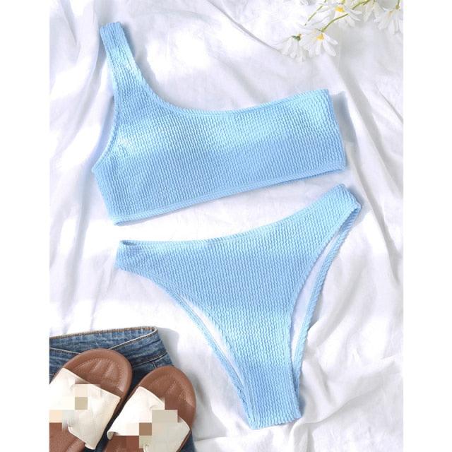 Elegant One-Shoulder Bikini Set for Women