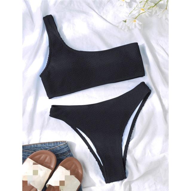 Elegant One-Shoulder Bikini Set for Women