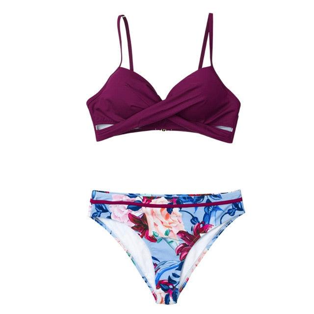 Floral Push-Up Bikini Set for Women - Stylish Two-Piece Swimwear - Korvel