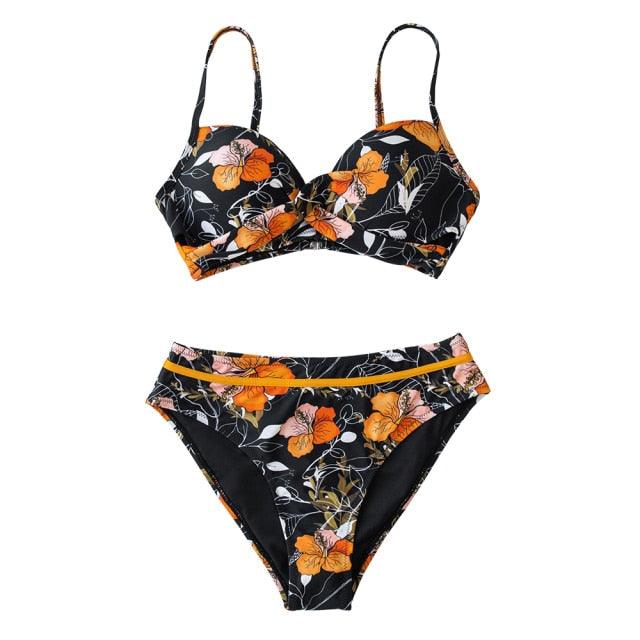 Floral Push-Up Bikini Set for Women - Stylish Two-Piece Swimwear - Korvel