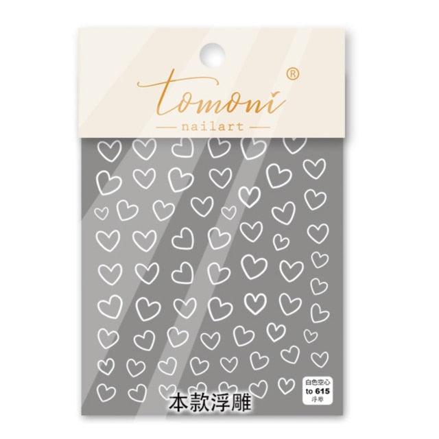 Pegatinas de Uñas Bubble Cute Corazones Negros y Rojos