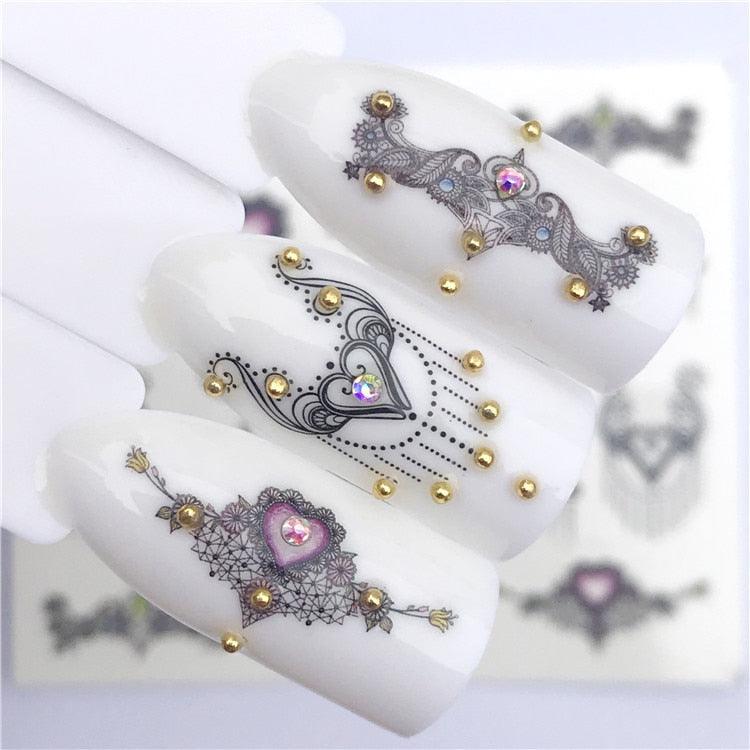 3D Heart & Star Nail Art Stickers - Glittery Adhesive Decorations for Stunning Manicures - Korvel