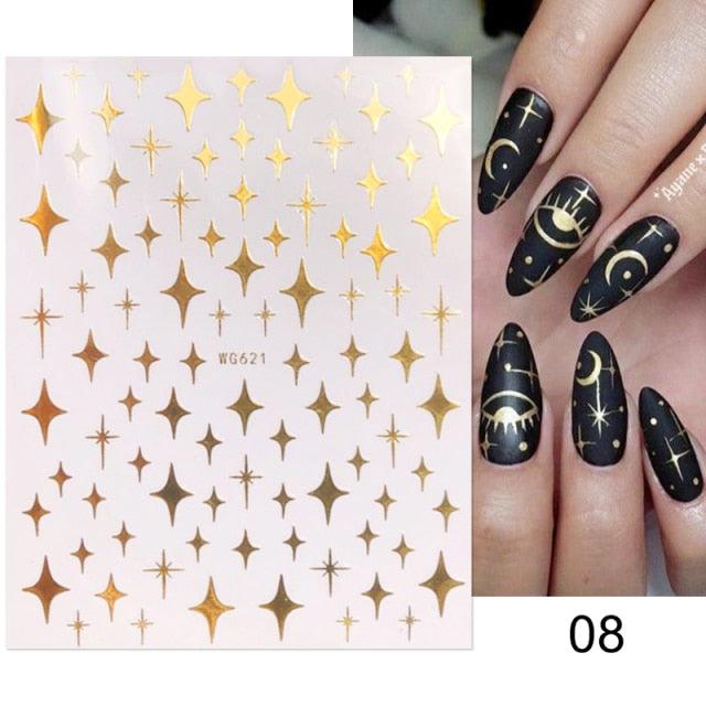 Rose Gold Star 3D Nail Art Stickers for DIY Manicures