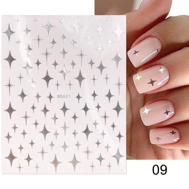 Rose Gold Star 3D Nail Art Stickers for DIY Manicures