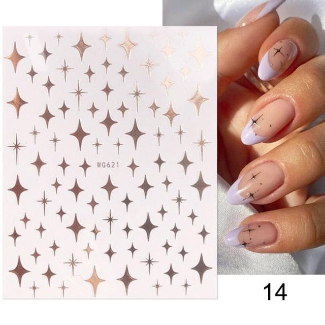 Rose Gold Star 3D Nail Art Stickers for DIY Manicures